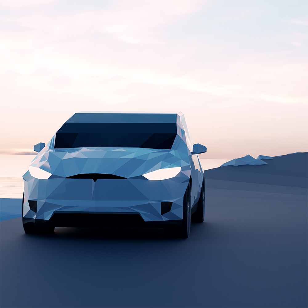 Low-poly Tesla render