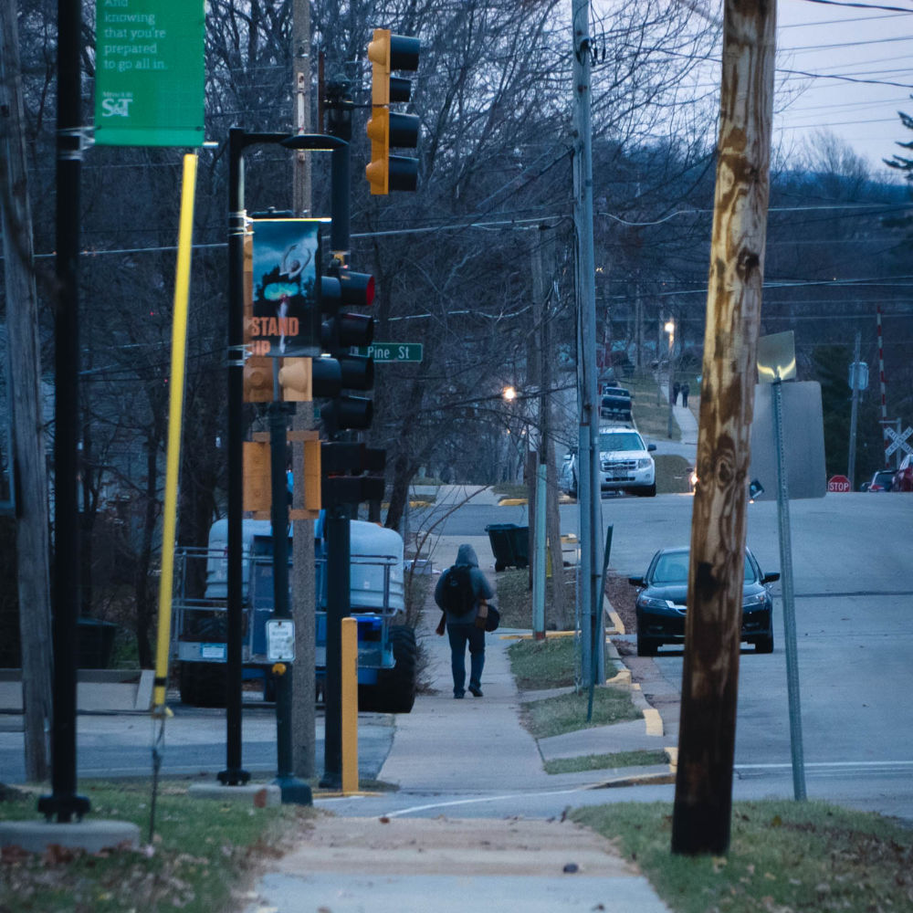 One person walking